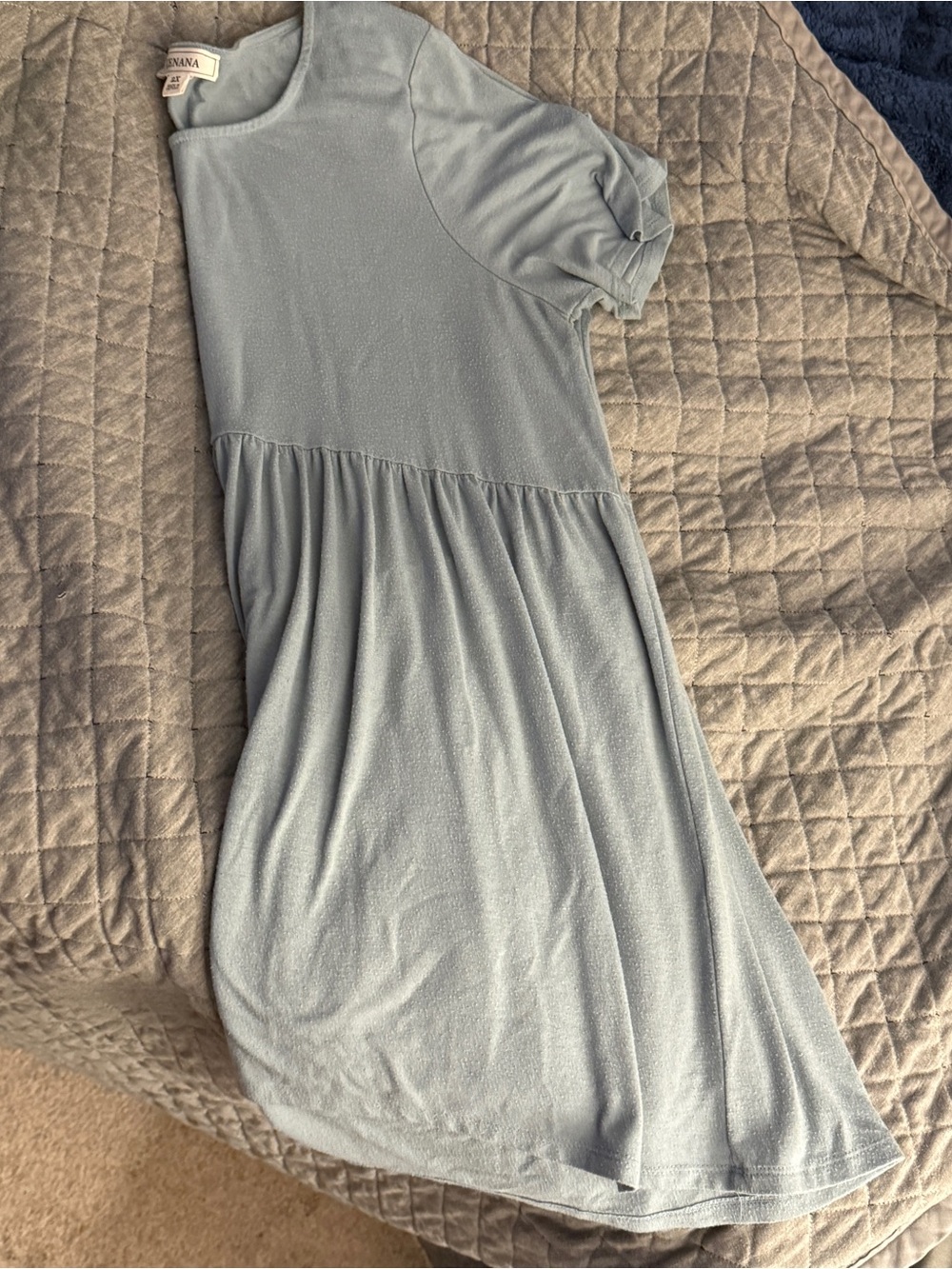 Zenana Outfitters Light Blue-Greyish Blue Short Sleeve Babydoll Tunic - Picture 2 of 3